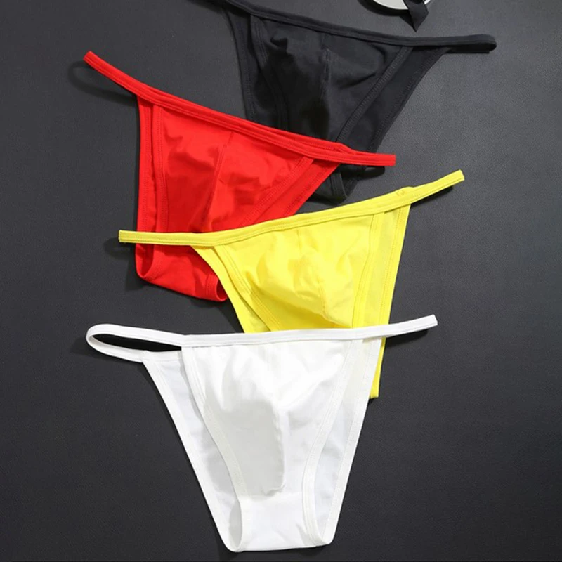 

Men's Sexy Solid Color Low-rise Gay Sissy Pouch Thong Briefs Solid Color Summer Men's Panties Breathable Underwear For Hot Man