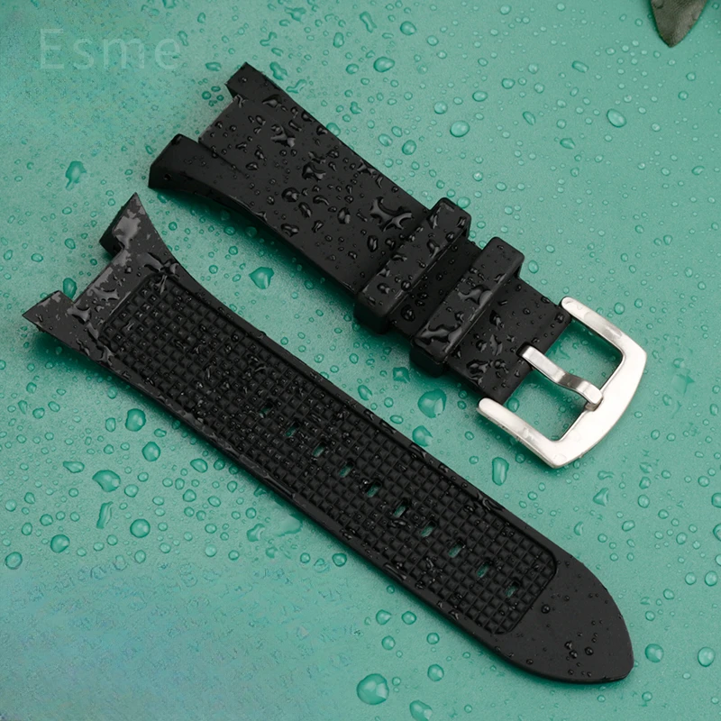 Anti-Allergy Safety Silicone Watchband for Men, Durable Watch Strap for Armani Ax1803/Ax1802/Ax1050 with Concave Interface