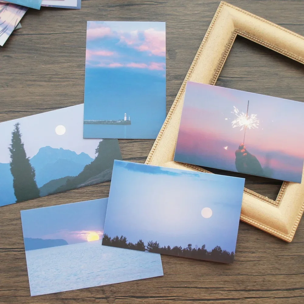 15pcs Blue Purple Sky Flying Bird Design As Post Card Gift Greeting Cards Gift Party Invitation Scrapbooking Use