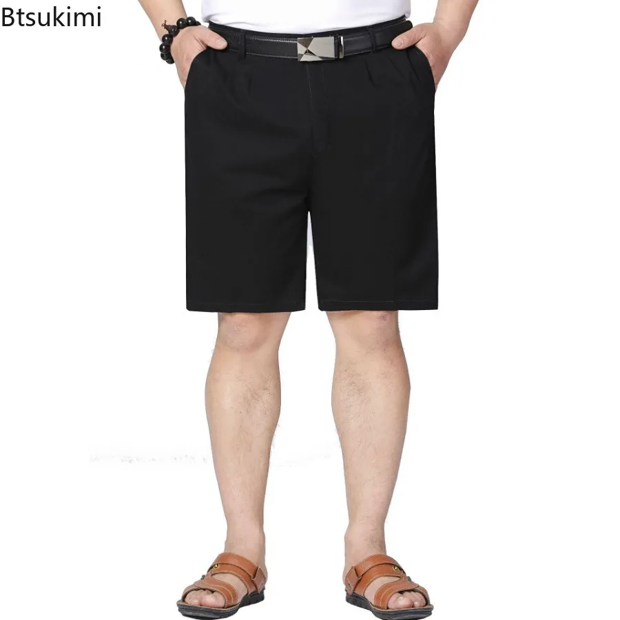 Classic Men's Cotton Shorts 2025 Summer Stretch Slim Casual Shorts for Men Solid Breathable Business Suit Pant Golf Sport Shorts