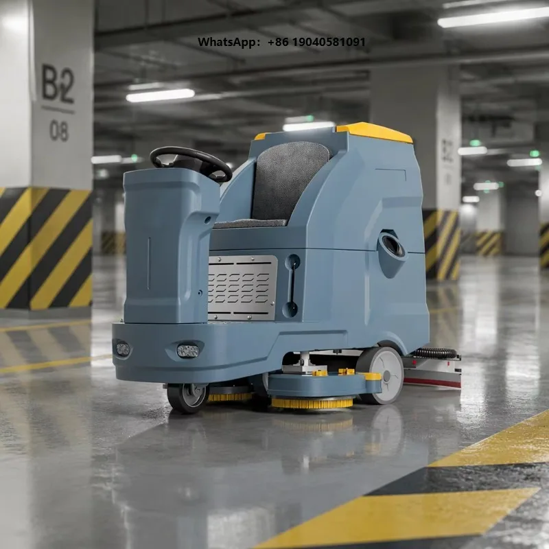 New Ride-on Electric Floor Scrubber 140L Large Tank High Pressure Supermarket Garage Hard Floor Wash Road Sweeper