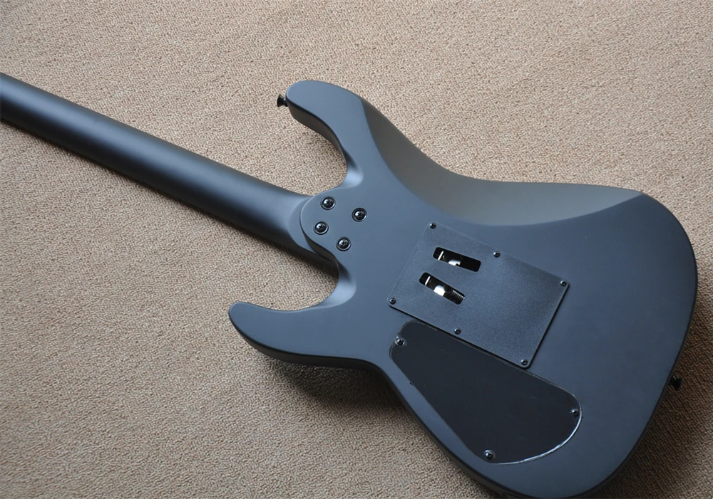 غيتار كهربائي أسود غير لامع مخصص من المصنع مع لوحة فريتس من خشب الورد، عرض مخصص #5