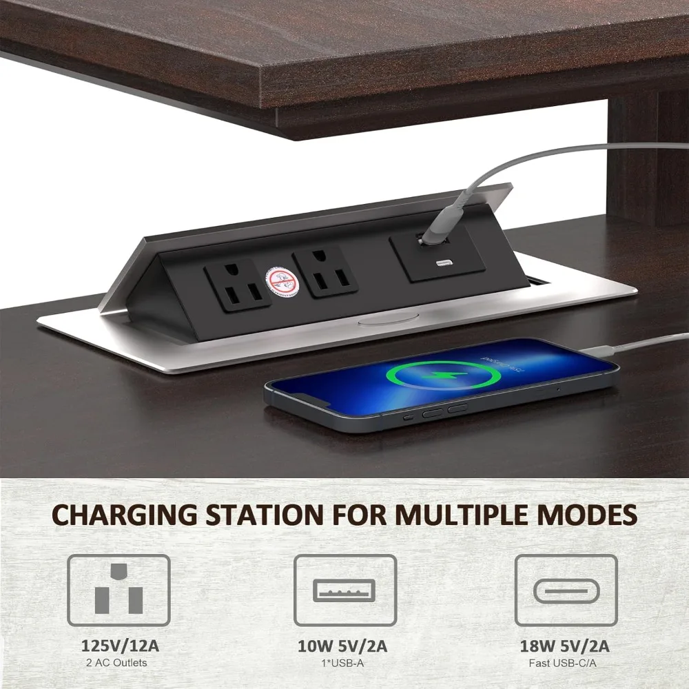 21 Inch Side Table with Bedroom Charging Station, Farmhouse Rustic Style Wood Sofa Side Table Set of 2 with Large Storage