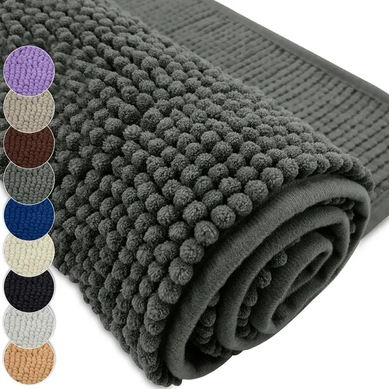 Large Bathroom Rug Non Slip Absorbent Floor Mat Soft Plush Bath Mat Machine Washable Bedroom Bedside Carpet Home Decoration 1 Pc