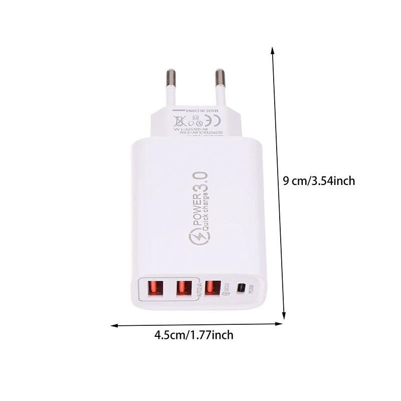 20W PD 4 Ports USB 5V4A Charge Power Adapter Mobile Phone Charger QC3.0 Charging EU/US Plug Outlet Travel Charger 110V 220V