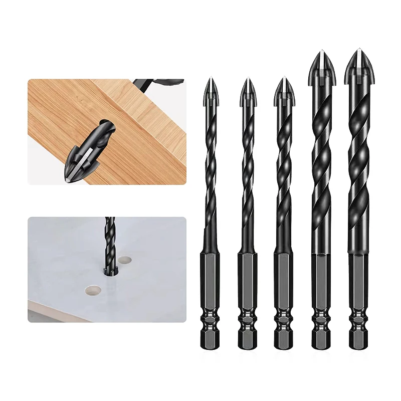 3-12mm Cross Hex Tile Drill Bits Set for Glass Ceramic Concrete Hole Opener Brick Hard Alloy Triangle Bit Tool Kit Metal Drill