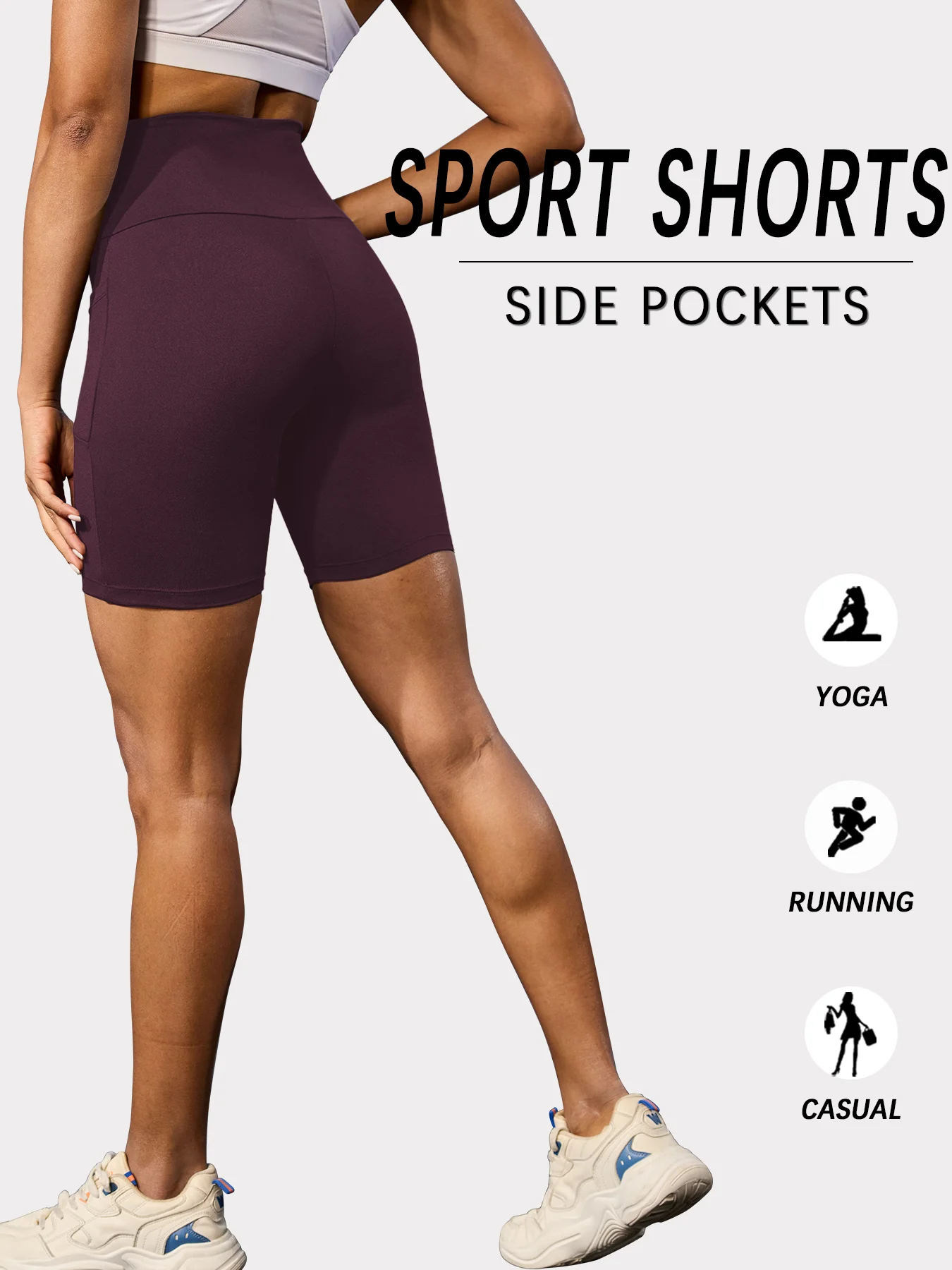 High Waisted Biker Shorts For Women With Pockets, Super Soft Tummy Control Workout Running Yoga Athletic Shorts