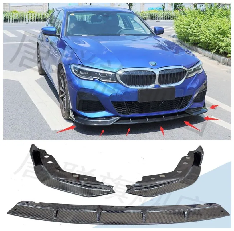 

For BMW 3 Series G20 G28 2019-2021 High Quality ABS Black & ABS Carbon Fibrer Front Bumper Lip Diffuser Spoiler