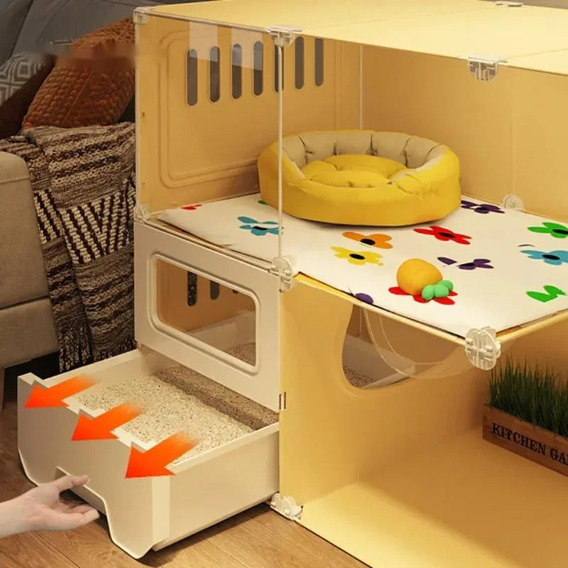 Extra Large Indoor Transparent Cat Cages Multifunctional Outdoor Cat Cabinets Free Space Home Cat Villa with Toilet Integrated M
