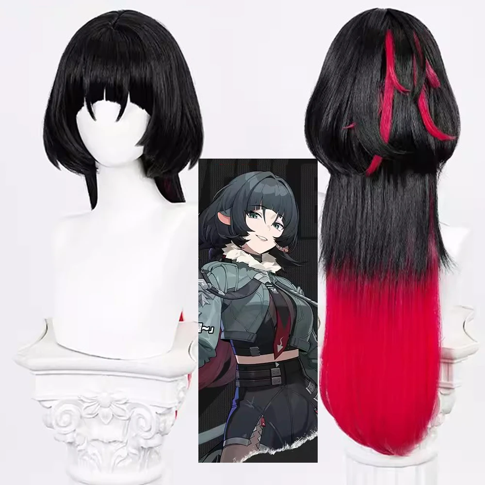 Zenless Zone Cosplay Wig para Mulheres, Zero Jane Doe, Preto, Vermelho, Cabelo Comprido, Eridu Game, Festa de Halloween, Meninas Role Play Props, Novo