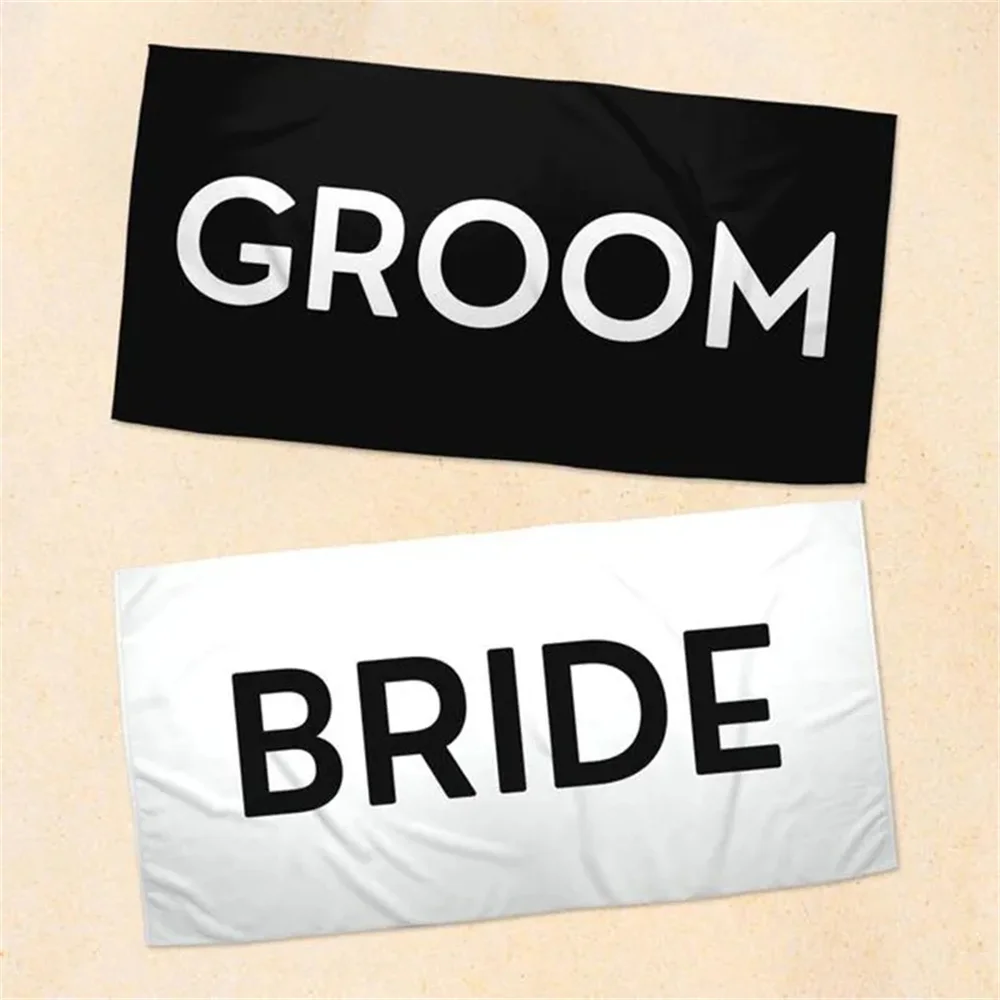 bride groom Mr Mrs Couples Newlywed Just Married Beach Towel Wedding Honeymoon bachelor Bachelorette Party Bridal Shower Gift