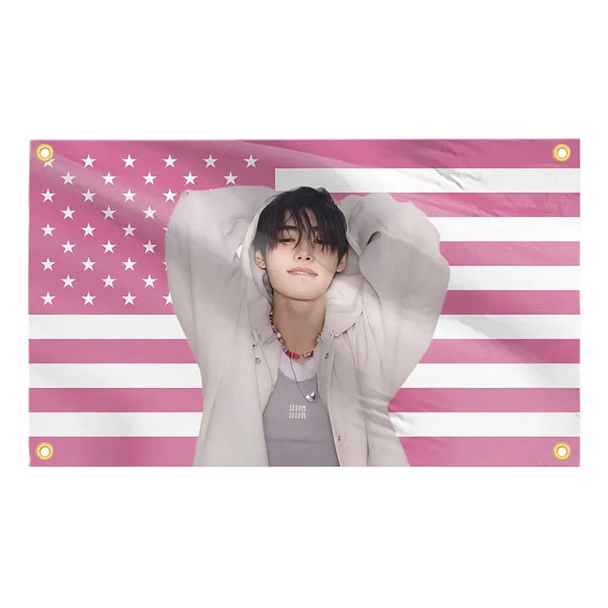 Sunghoon Flag Idol Pink American Tapestry Funny Tapestry 3x5 FT With Four Grommets For College Dorm Room Guys Man Cave Bedroom