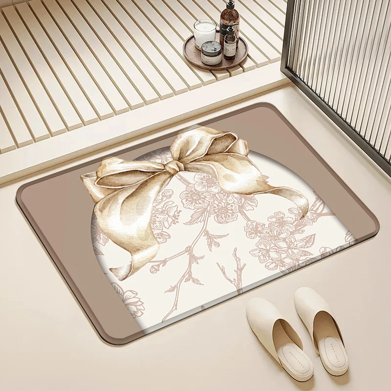 

Vintage Bow Floral Doormat Non-Slip Floor Mat Home Entrance Door Rug Elegant Decor Kitchen Bathroom Supplies