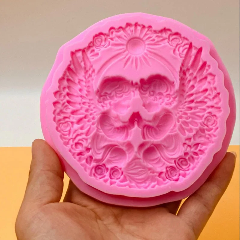 Angel Baby With Wings Fondant Mold Rose Flower Silicone For Cake Decoration Chocolate Candy Polymer Clay Resin Gum Paste Kitchen