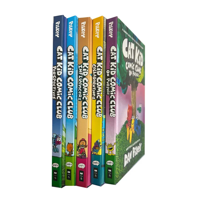 5 권/세트 오리지널 인기 고양이 키드 만화 클럽 도서 Dav Pilkey Cat Kid Comic Club의 모험영어 소설 도서
