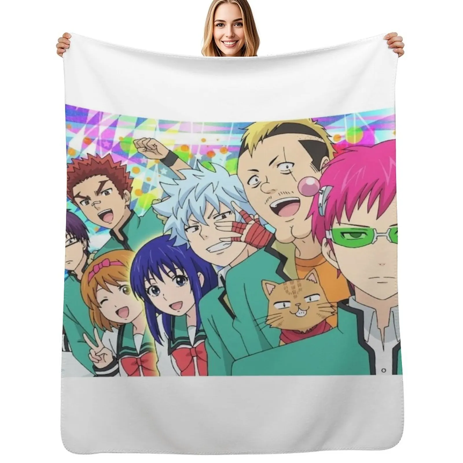 

Saiki K Japanese Anime Throw Blanket Stylish Couch Blanket for Home Living Room