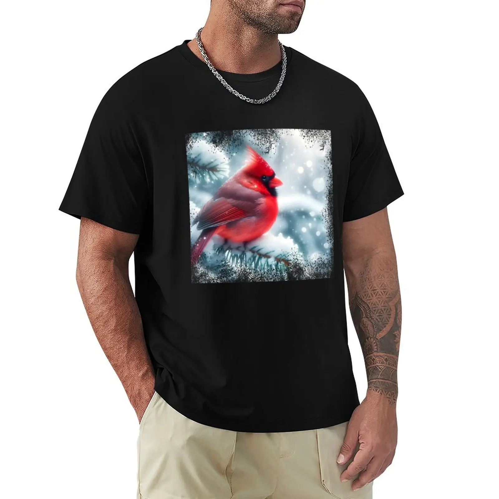Northern Cardinal Christmas T-Shirt Lightweight Running Sports T-Shirt