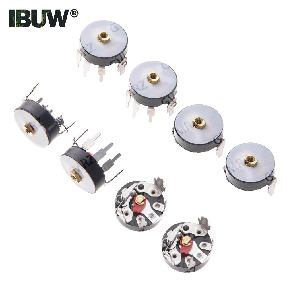 Potenciómetro de radio de ángulo recto RV12MM de 12mm, B10K B103 B50K B503, potenciómetro de volumen para amplificador de potencia con interruptor, 5 uds.