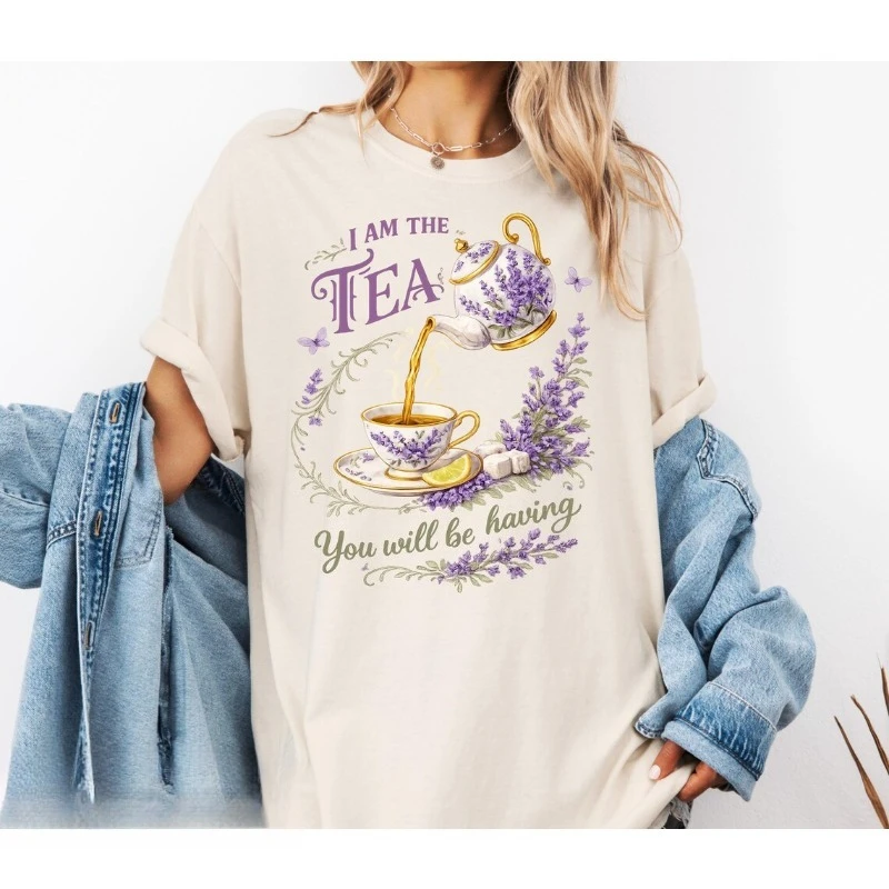 Camiseta de algodón con meme 'I Am The Tea You Will Be Having', camisetas con citas divertidas y chistes internos para mujer, ropa estética, camisetas gráficas