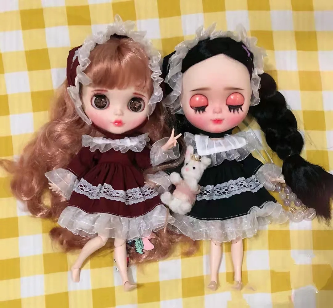 

Одежда Blythe 1/6, 30 см, черная, коричневая, белая марлевая юбка, ткань (подходит для Pullip,Ob24, Licca)