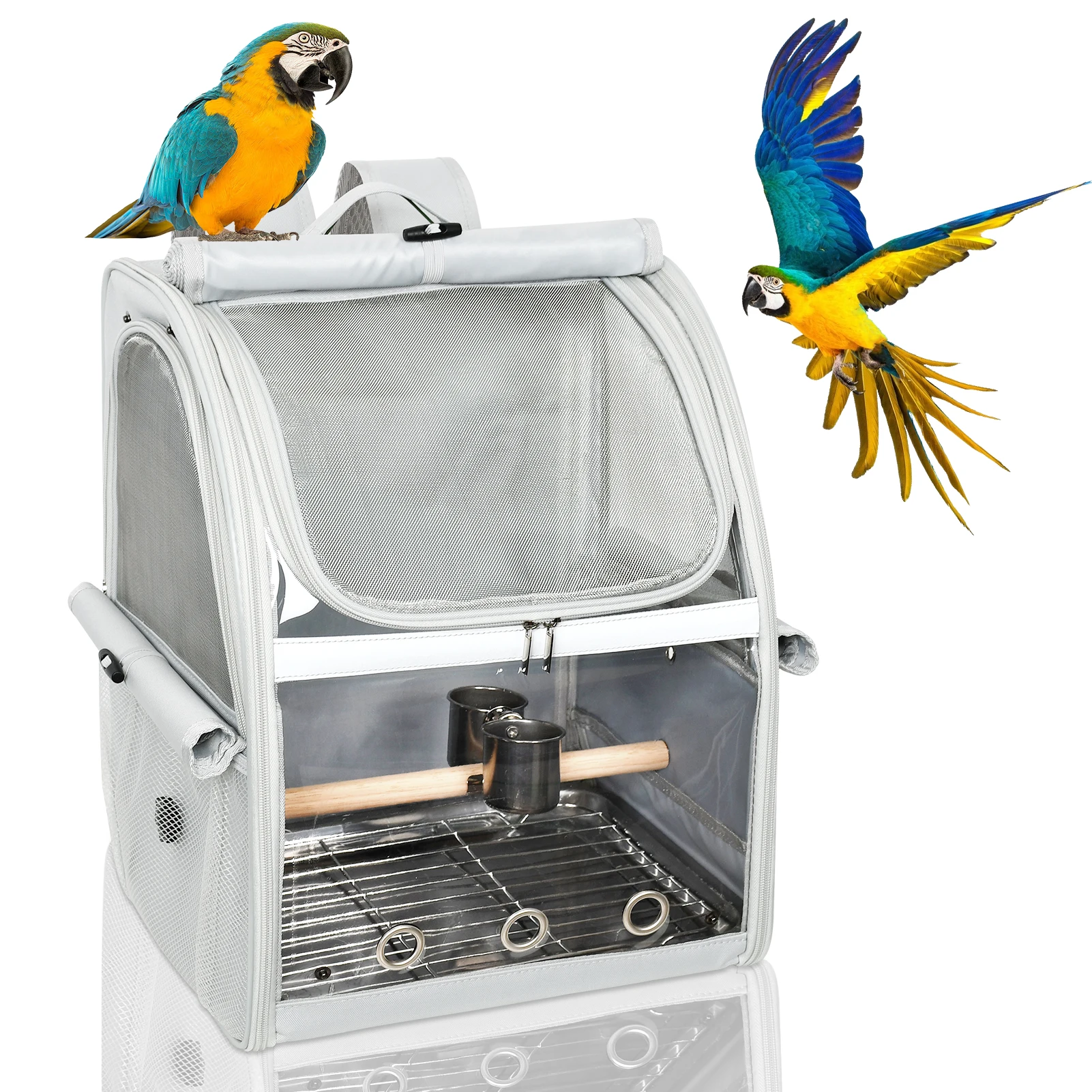 

Портативная переноска-рюкзак для птиц, складная и дышащая дорожная клетка для птиц для попугаев и маленьких домашних животных, легкая прозрачная клетка для домашних животных B