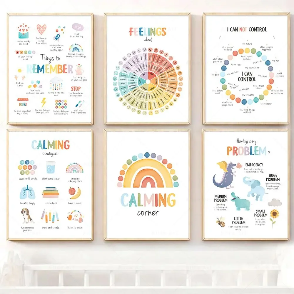 الهدوء الزاوية المشارك المشاعر علم النفس الصحة العقلية الرسم على لوحات القماش الجدارية علامة التعليمية المدرسة المنزلية يطبع صور ديكور