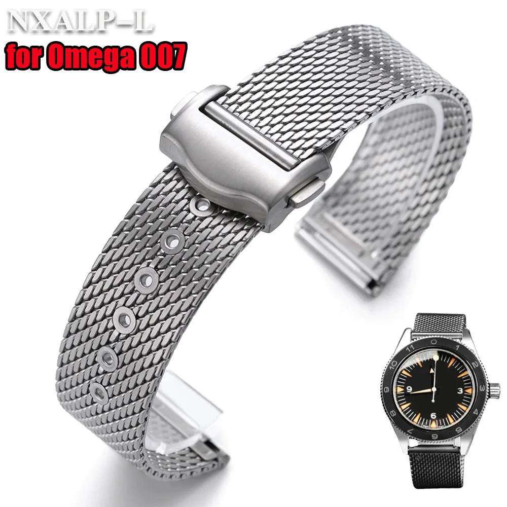

Роскошный миланский ремешок для часов с цепочкой 20 мм для Omega Seamaster 007/300 для браслета Speedmaster, быстросъемный ремешок из нержавеющей стали