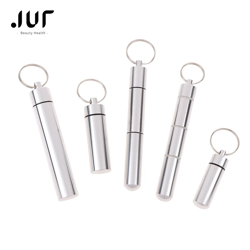 Capsule Shape Aluminum Pill Case Delicate Seal Medicine Organizer Box Keychain Outdoor Pocket Pill Waterproof Holder Container