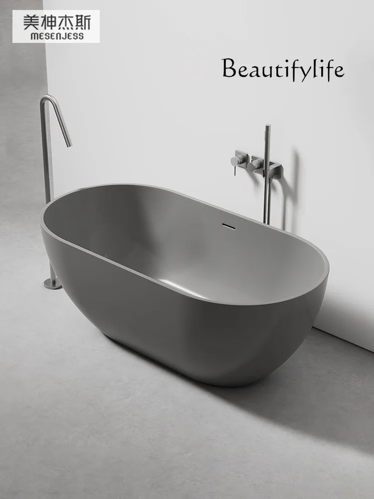 

bathroom vanity with sink Independent Artificial Stone Bathtub Small Apartment Home Thin Edge Oval Double Bed and Breakfast Tub