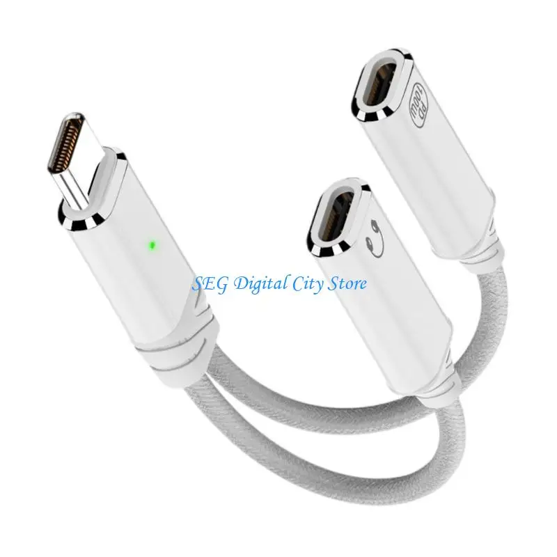 

U75B 100W Fast Charging Double Head USB C Splitter Headphone Adapter Type C