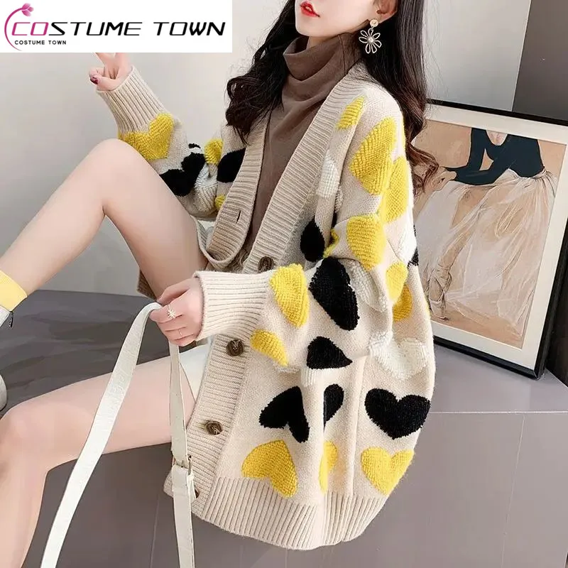 

Loose and Lazy Sweater Coat Women's Autumn and Winter Thickened 2023 New Korean Version Versatile Long Knitted Cardigan