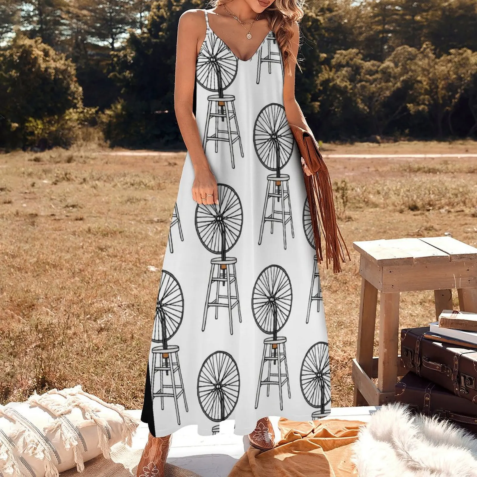 Bicycle Wheel Marcel Duchamp Sleeveless Dress elegant chic women dresses promotion clothes for women Women's summer dresses