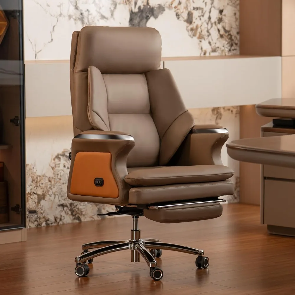 Heated Massage Office Chair with Ventilation, Ergonomic Reclining Leather Executive Chair with Adjustable Tilt & Lumbar