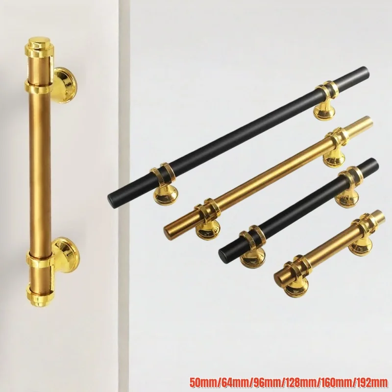Modern Solid Kitchen Cabinet Pull Zinc Alloy Black Gold Door Handles Drawer Knobs Fashion Furniture Handle Hardware Accessories