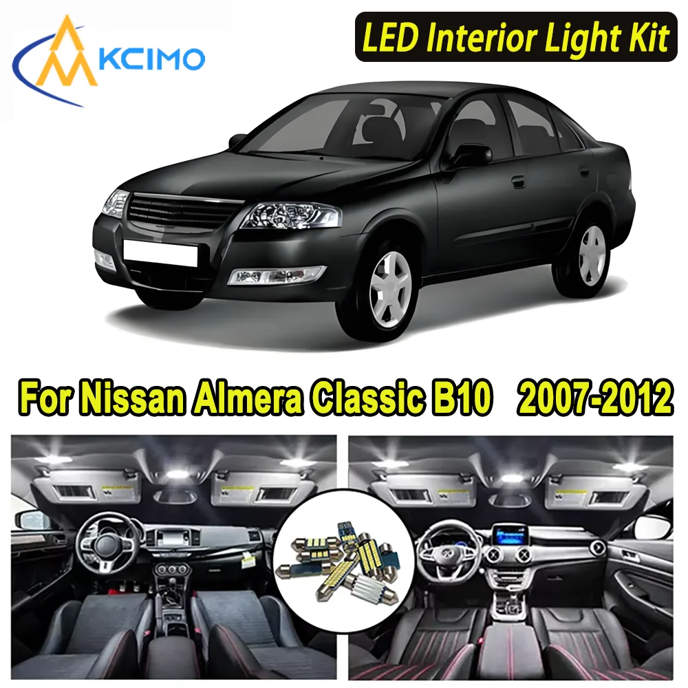 

Kcimo LED For Nissan Almera Classic B10 (2007-2012) Premium Bright LED Interior Dome Map Trunk Light Kit Car Led Lamps Car LED