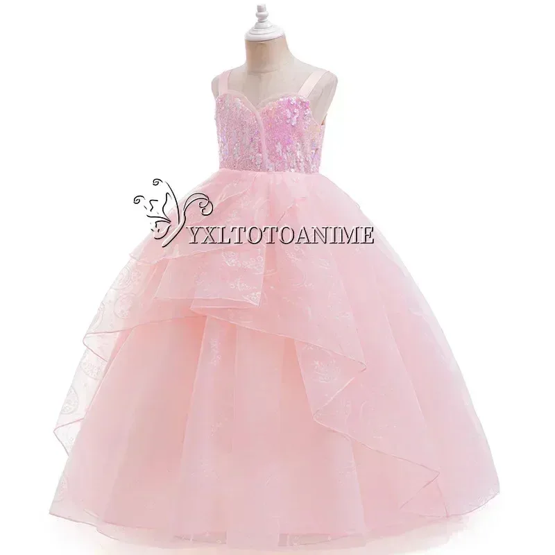 En stock disfraz de Cosplay de Glinda malvado para niña, vestido de noche de princesa de boda rosa, disfraz de fiesta de disfraces de Halloween