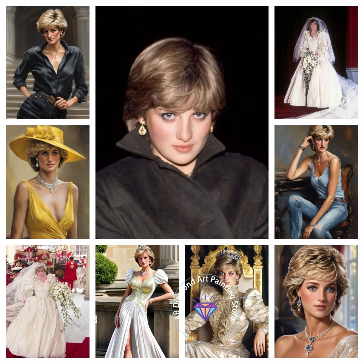 

Princess Of Wales AB Diamond Painting Kits Lady Diana Spencer Cross Stitch Embroidery Picture Mosaic Drill Craft Home Decor diy