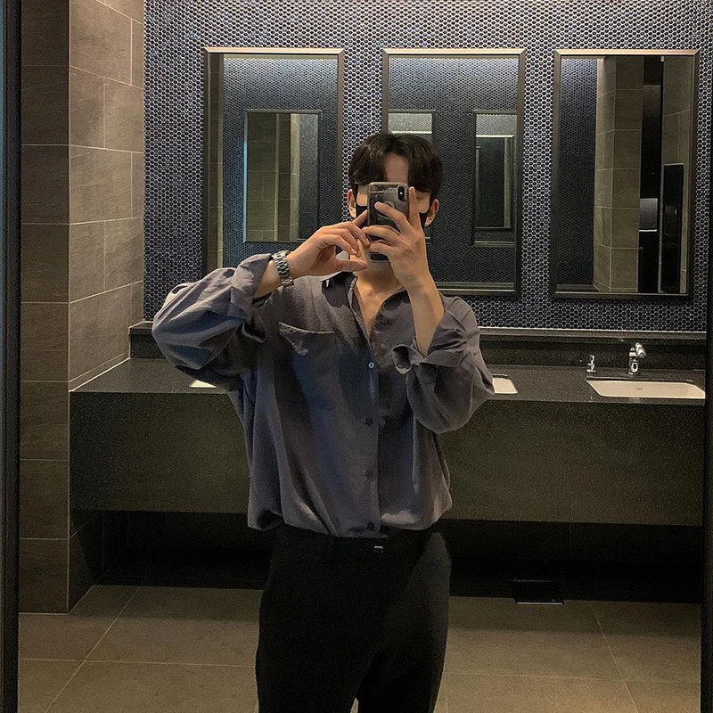 

Мужская тонкая рубашка с длинными рукавами Naples Sle, модная корейская версия, верхняя одежда с защитой от солнца, многослойная одежда, весна-осень