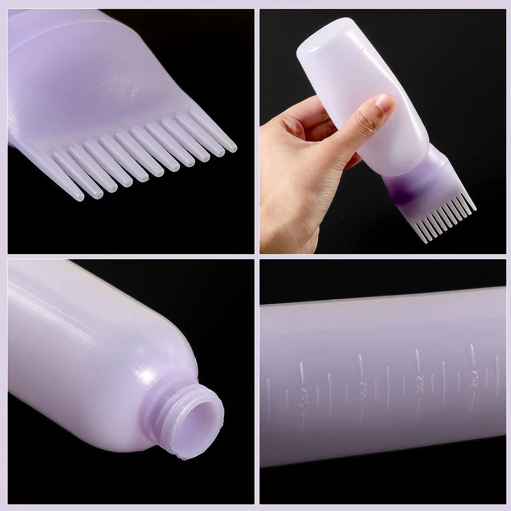 120ml Multicolor Hair Dye Refillable Applicator Bottle Hair Root Comb Dispensing Salon Hair Coloring Hairdressing Styling Tools