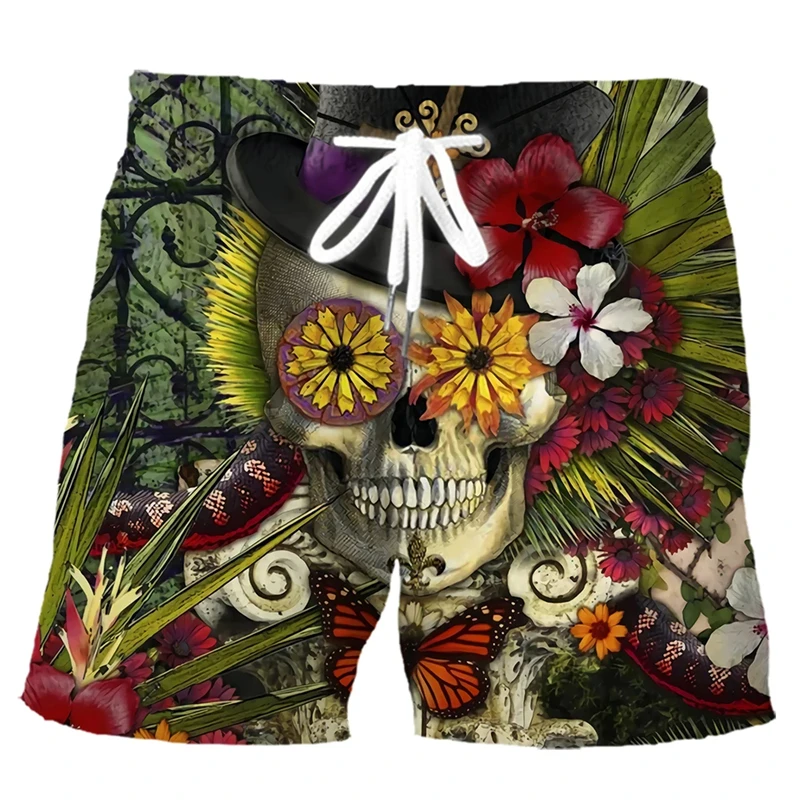 Calções de praia estampados em 3D para homens, calção de natação, streetwear casual, calça curta, calção engraçada de férias, moda