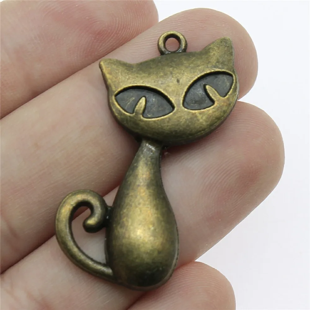 WYSIWYG 5pcs 39x32mm Big Cat Charms Pendants For Jewelry Making Antique Silver Plated Antique Bronze Plated Jewelry Findings