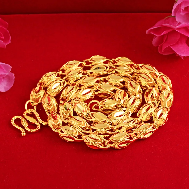 Comfortable Skin-Friendly Fire-Burned Hollow Necklace For Men 24K Gold AU999 | Smooth chain, comfortable to wear