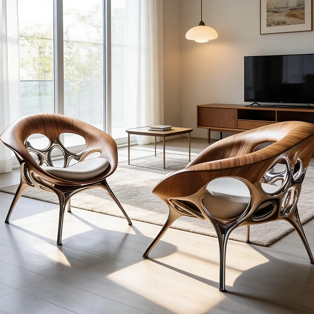 klModern Fiberglass Shell Armchair Unique Hollow Out Biomorphic Shape Comfortable Padded Vanity Chair Designer Hotel Furniture！