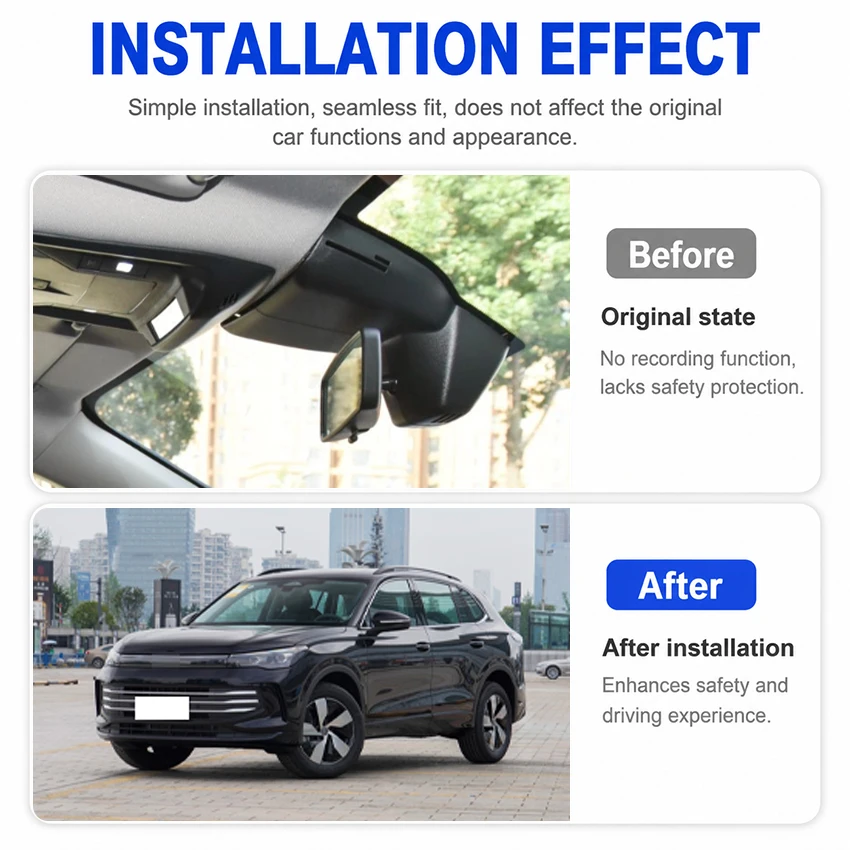 New! Plug and Play 4K 2160P Car DVR Recorder DashCam Camera for Volkswagen VW (Mk3) 86mm VW Tiguan MK3 2024-2026