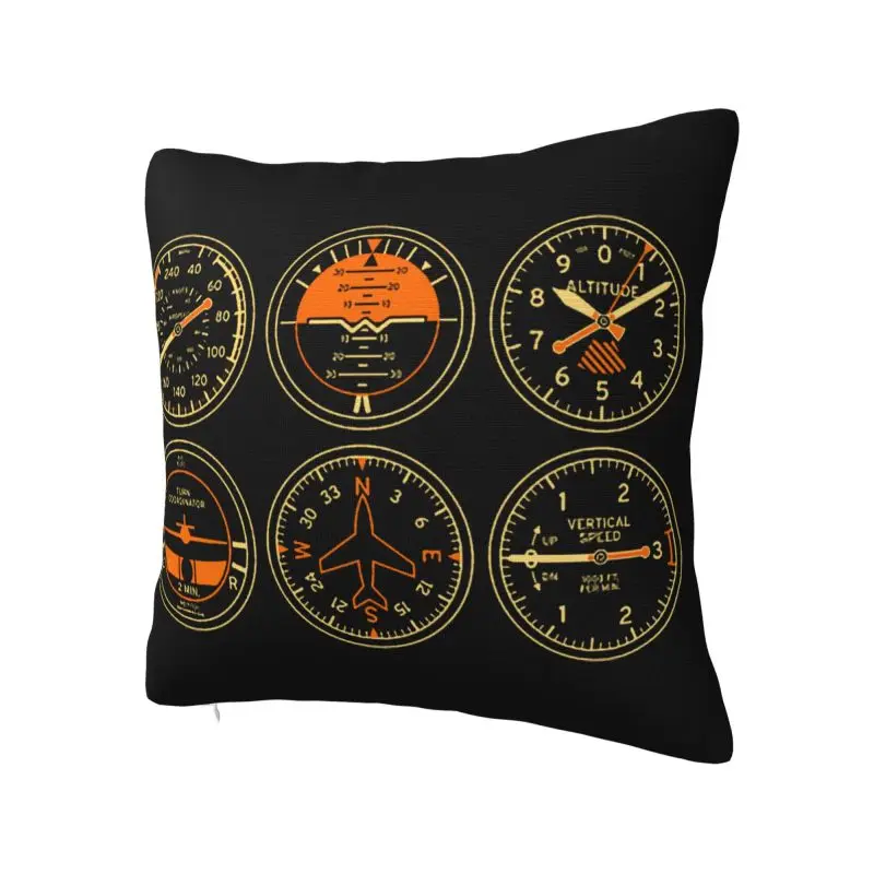 Cockpit Six Dials Flight Simulator Pilot Cushion Covers Velvet Aviation Airplane Throw Pillow Car Square Pillowcase Home Decor