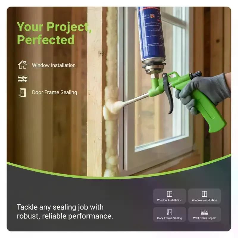 Polyurethane Foam Dispensing Tool Plastic Handle High Air Tightness Heavy Duty For Construction Door Window Sealing Filling Wor