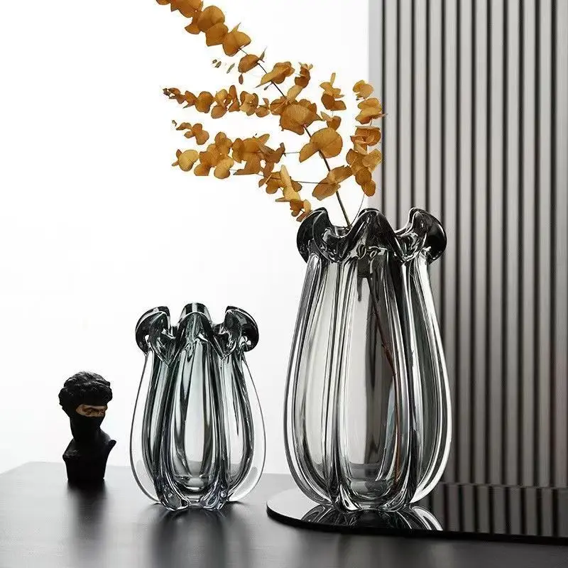 

New light luxury creative high-end flower shape glazed vase ornament home flower arrangement European hydroponic water