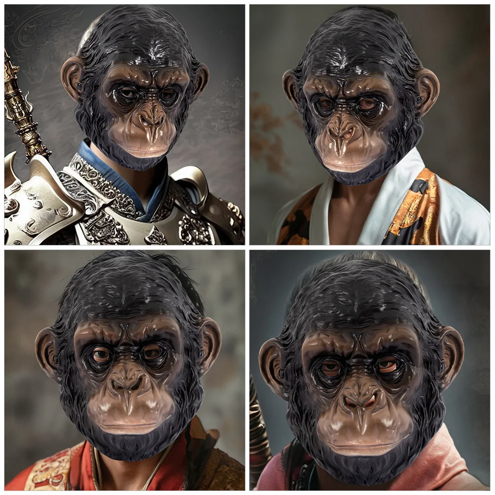 قناع غوريلا واقعي للبالغين، زي حفلة المهرجانات، تصميم حيوان مخيف، قناع تنكري لمناسبات الهالوين الخارجية #5