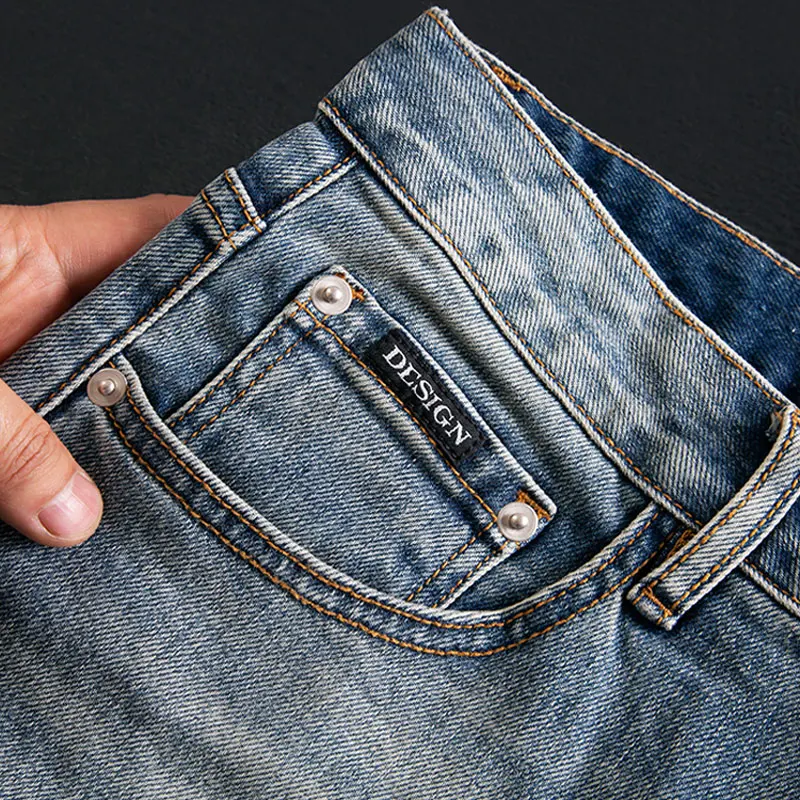 Summer Designer Fashion Men Jeans High Quality Retro Washed Blue Stretch Ripped Denim Shorts Men Y2K Vintage Casual Shorts Homme