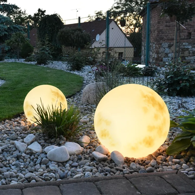 Solar Moon Lamp IP65 Waterproof LED Globe Light Rechargeable Battery For Outdoor Garden Lawn Pathway Decor